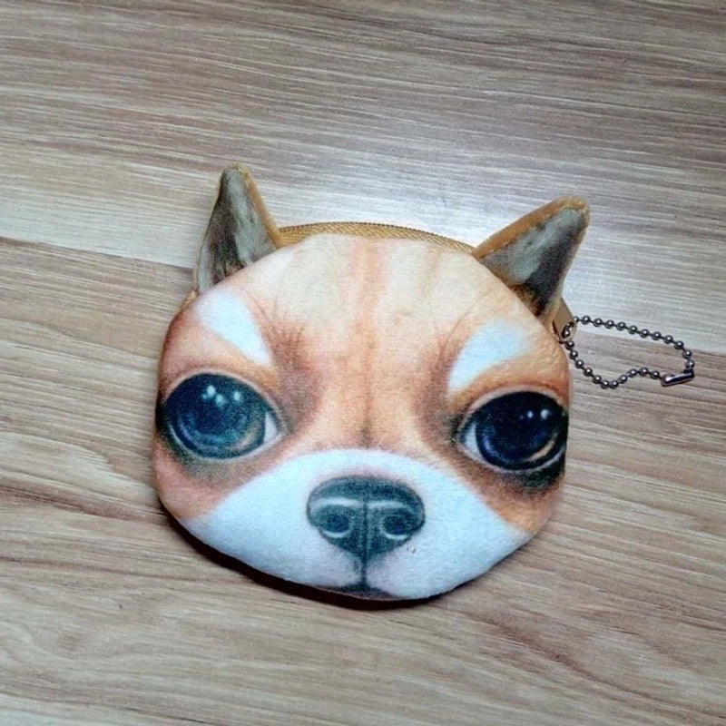 Unisex Animal Plush Zipper Coin Purses