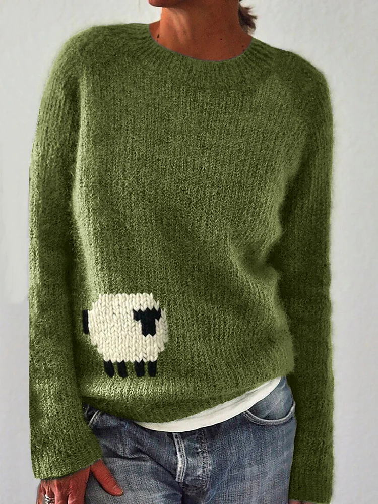 Lovely Sheep Crochet Cozy Knit Sweater