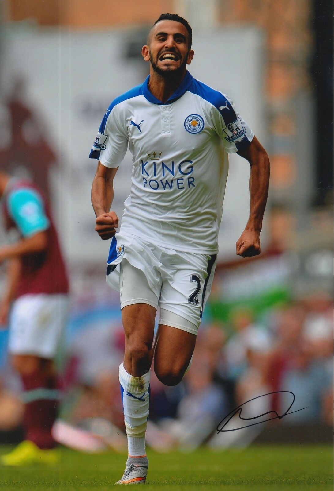 LEICESTER CITY HAND SIGNED RIYAD MAHREZ 12X8 Photo Poster painting 60.