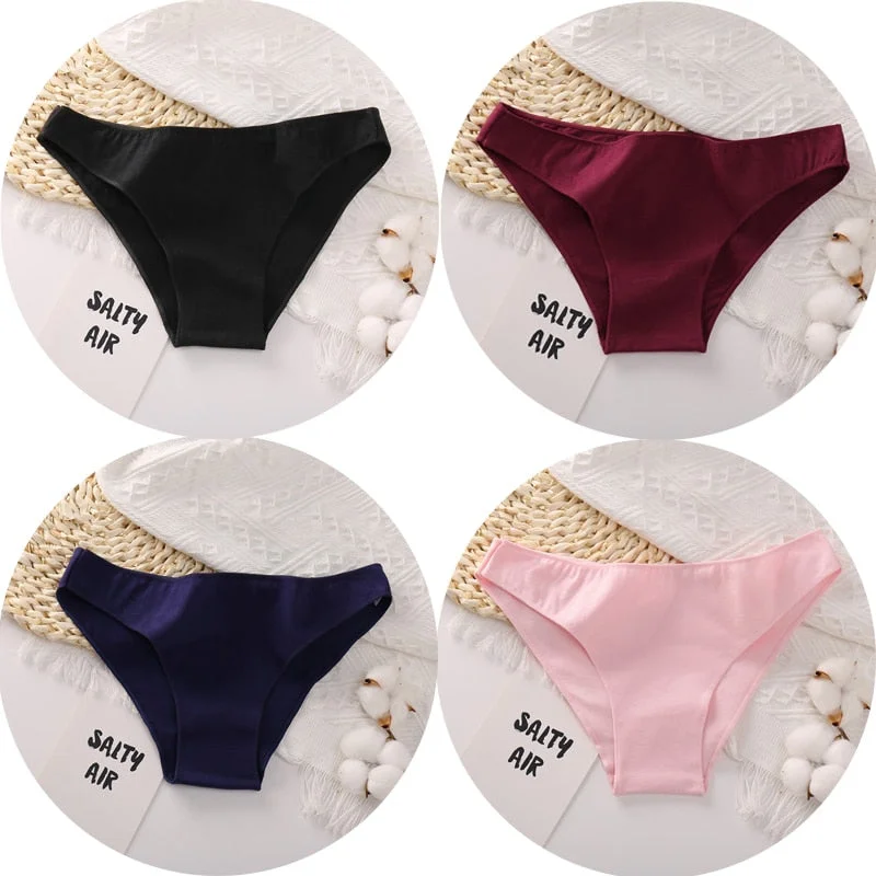 4PCS/Set Women Cotton Panties Sexy Low Waist Female Underpants Solid Elasticity Comfortable Underwear Women Panty Lingerie M-XXL