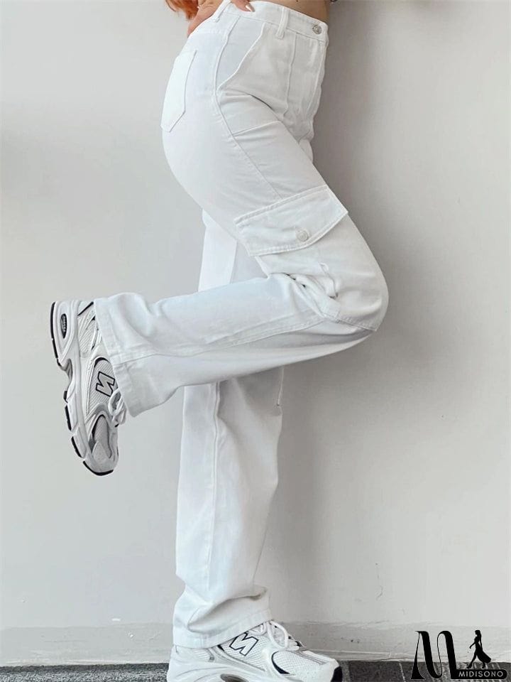 MidiSono - Ladies Temperament Leisure Multi-pocket Trousers