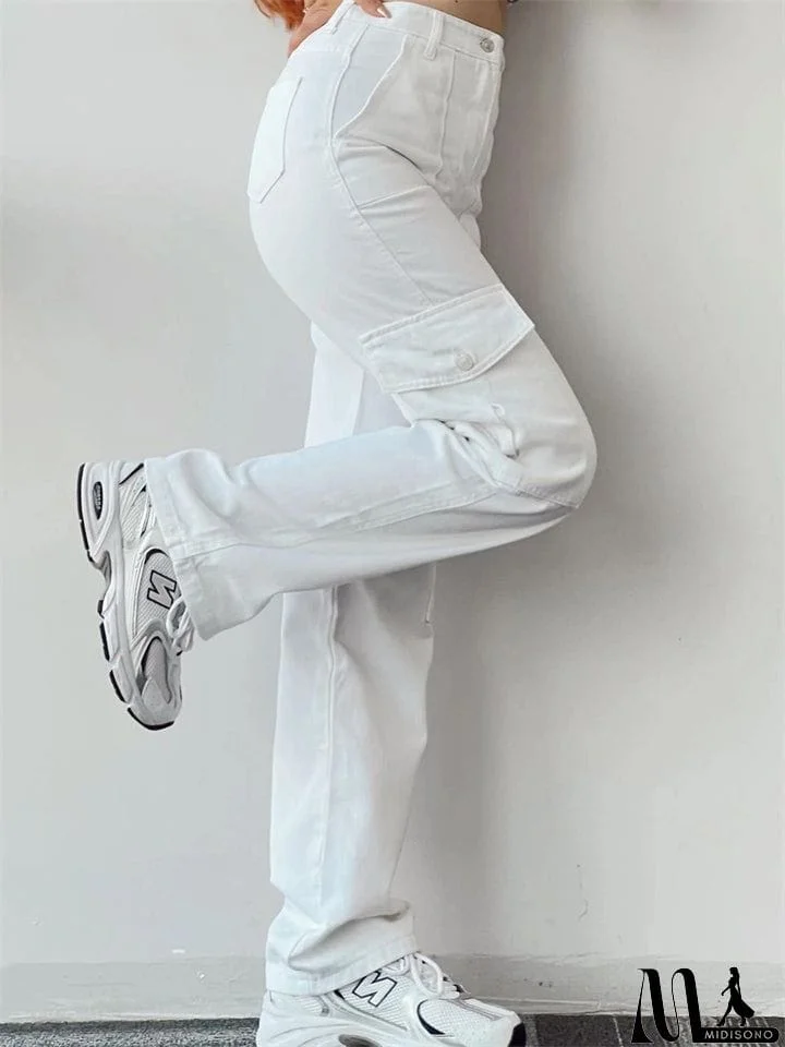 MidiSono - Ladies Temperament Leisure Multi-pocket Trousers