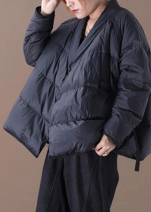 Casual oversize down jacket Winter overcoat black stand collar thick duck down coat