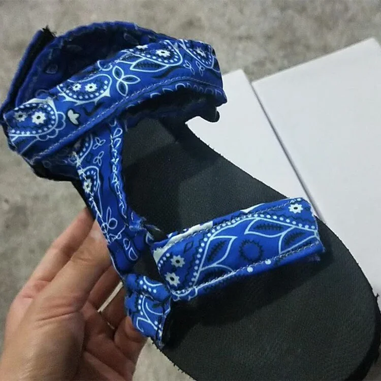 Women Flat Sandals graffiti Bandana Shoes Summer Outdoor Platform Sandals Open Toe Cute Bow Casual Ladies Beach Shoes 43