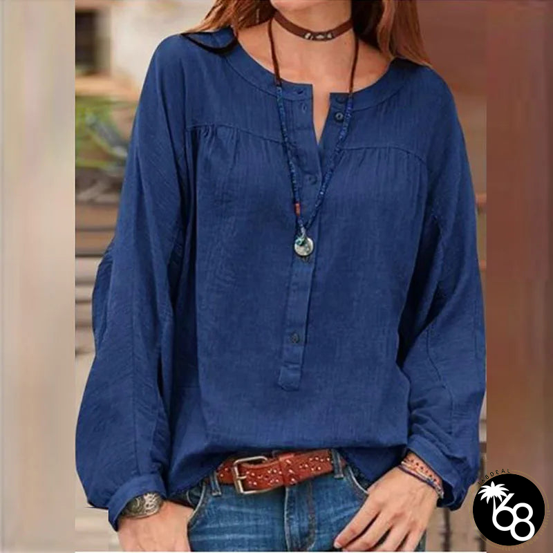 Women's O-Neck Polyester Long Sleeve Solid Pullover Blouses | 168DEAL
