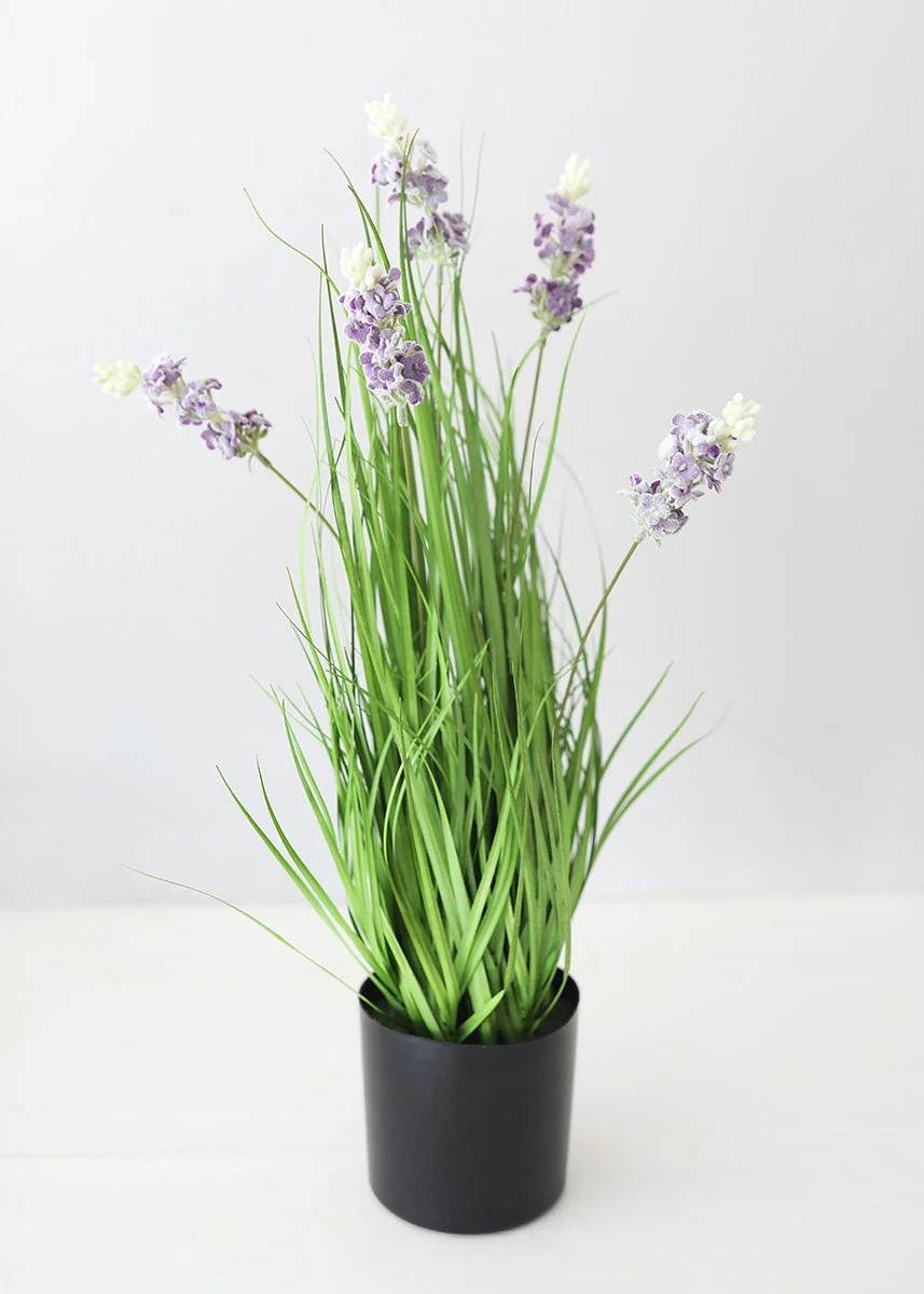Fake Wildflowers and Grass Plant in Pot - 24"