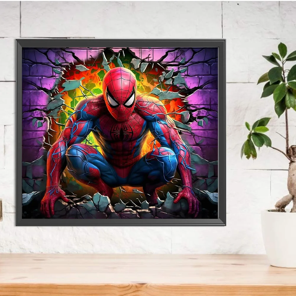 Diamond Painting - Full Round Drill - Spiderman Breaking Wall(Canvas|40*35cm)