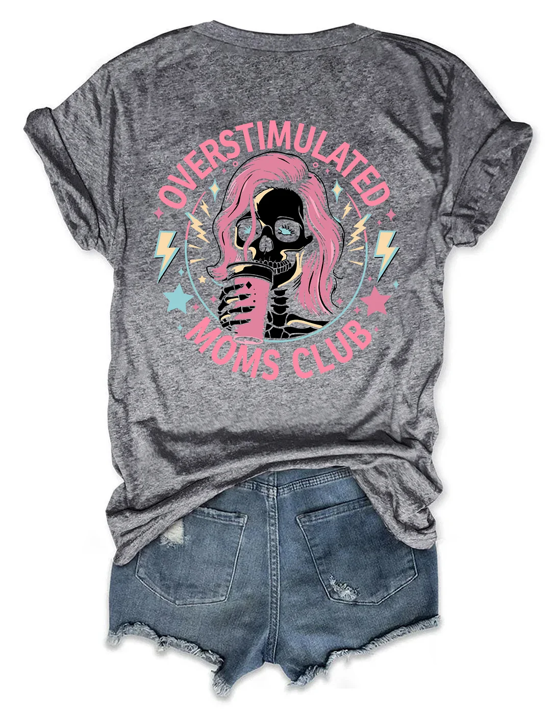 Skeleton Overstimulated Mom Club T-shirt