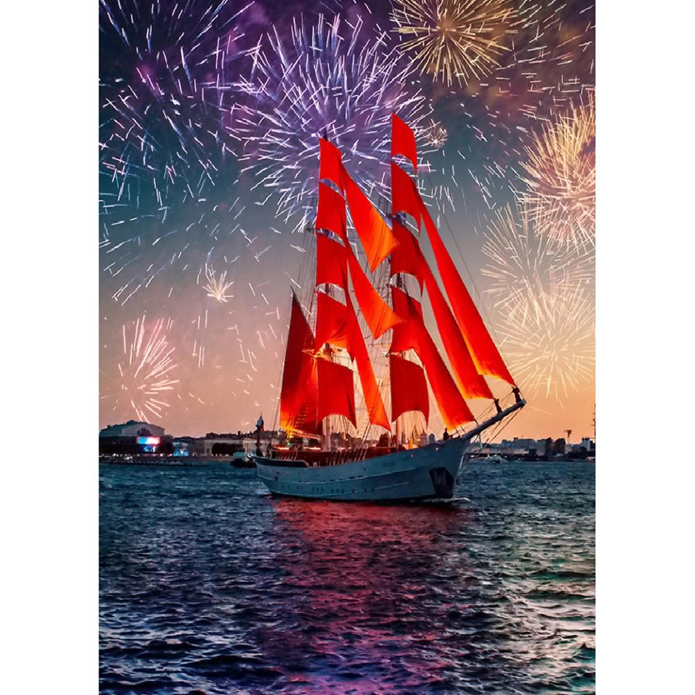 

Red Sailboat - Round Drill Diamond Painting - 30x40cm, 501 Original
