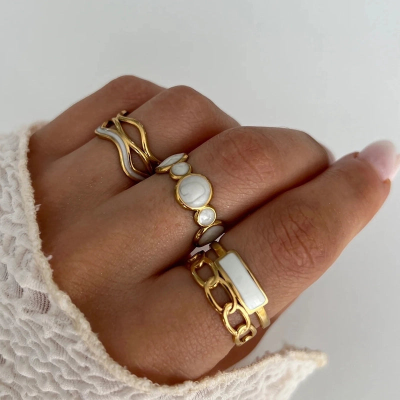 Elegant Solid Color 316L Stainless Steel  Enamel Stainless Steel Rings