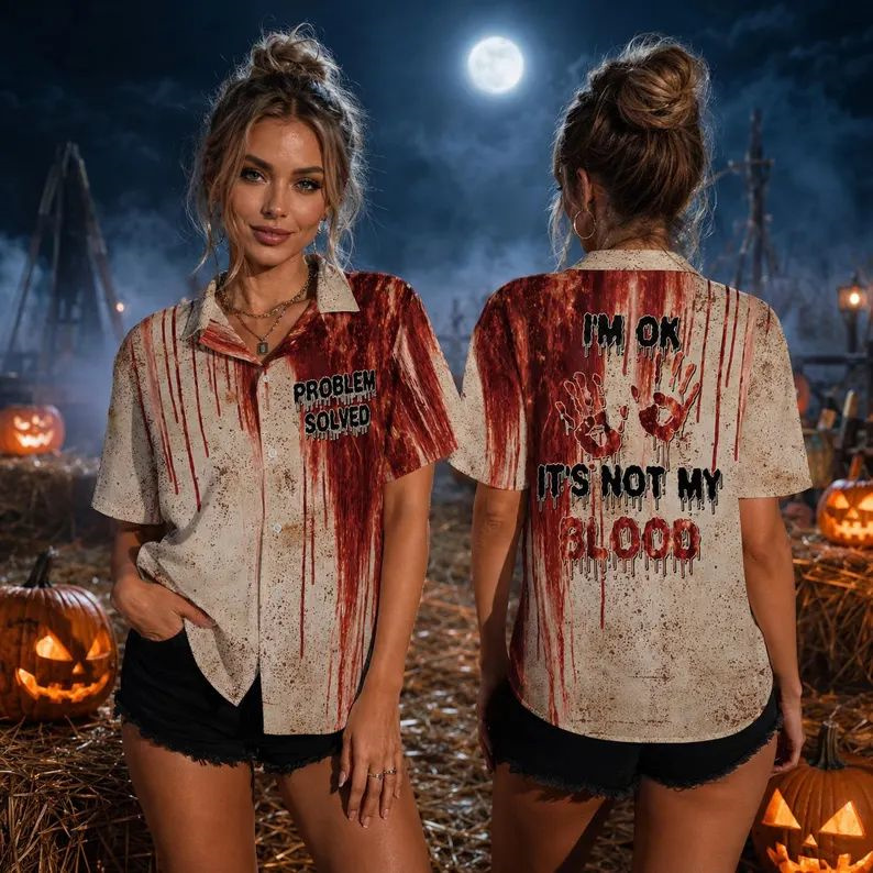 Comstylish Women's Vintage Halloween Horror Art Shirt