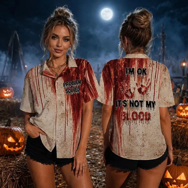 Women's Vintage Halloween Horror Art Shirt