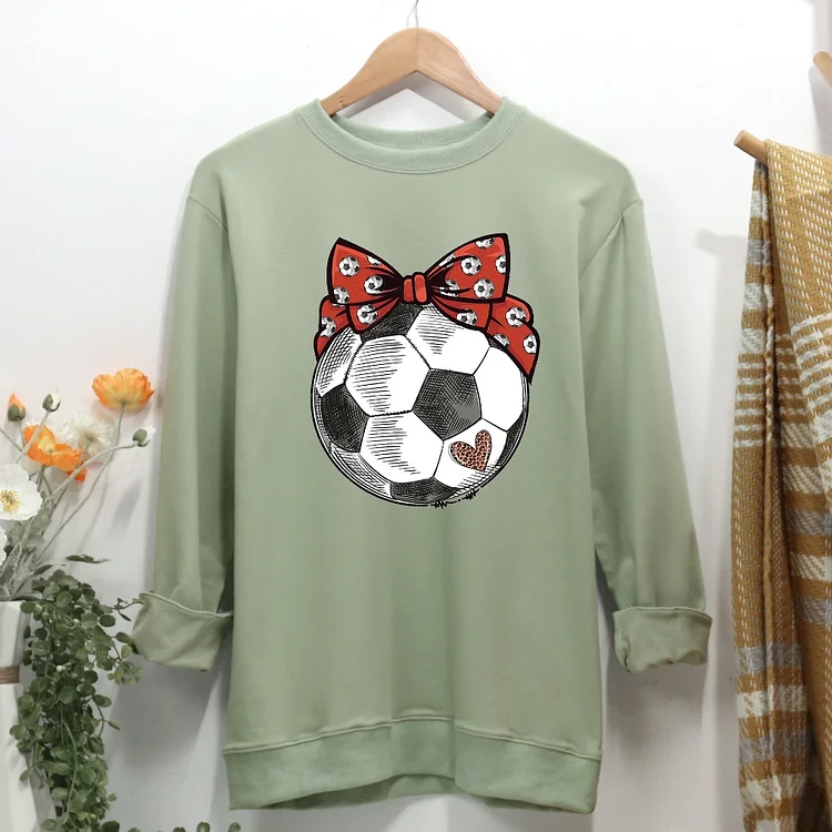 Soccer ball with headband Women Casual Sweatshirt-Annaletters