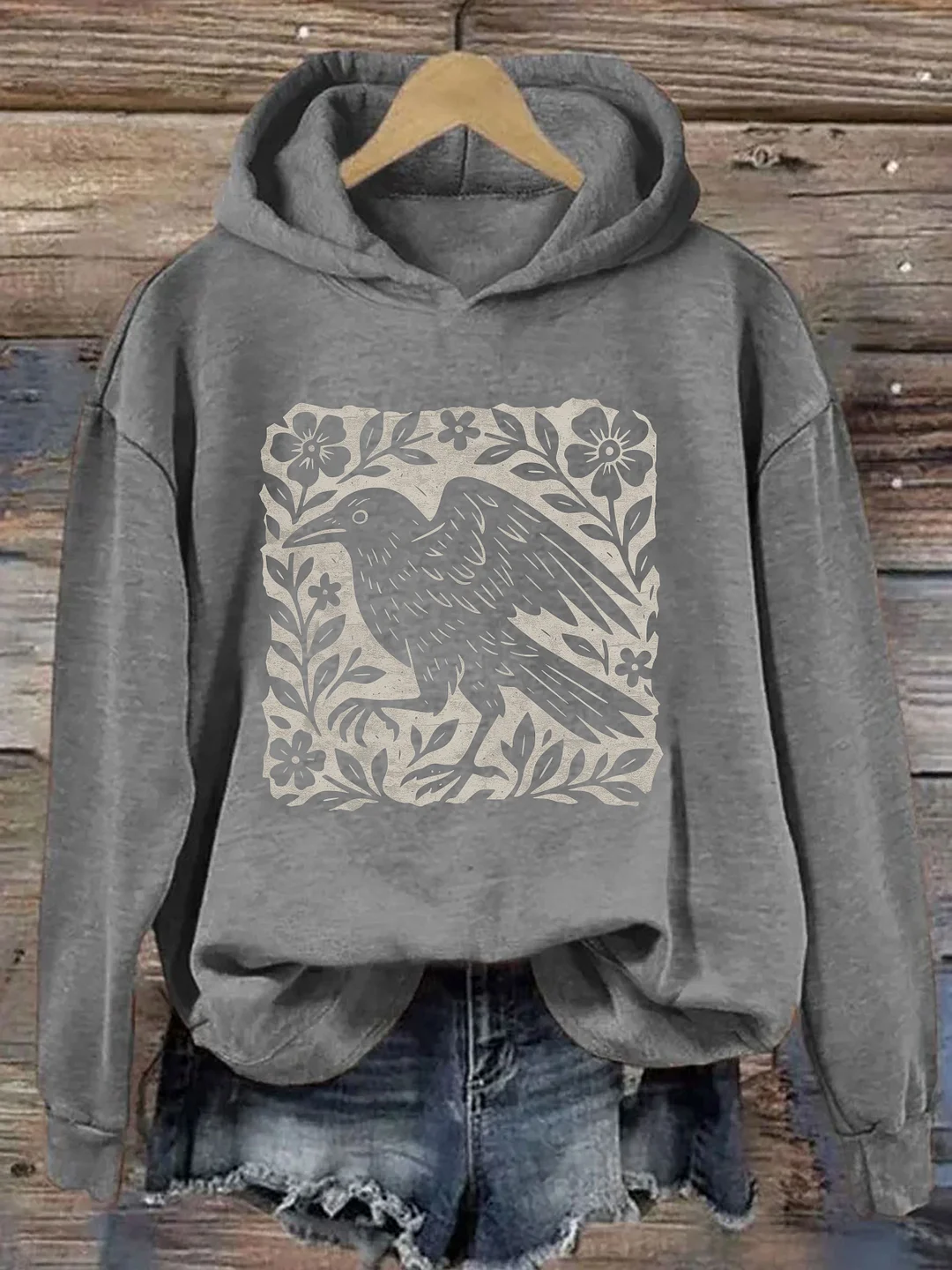 Gothic Raven Graphic Hoodie