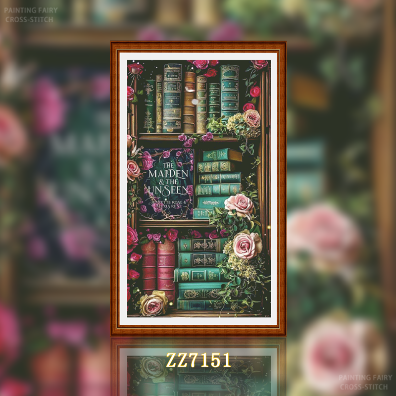 [ZZ7151-Rose Bookish Fragrance] Cross Stitch 2025 New Living Room Dining Room Simple Novice Simple Painting Fairy Cross Stitch