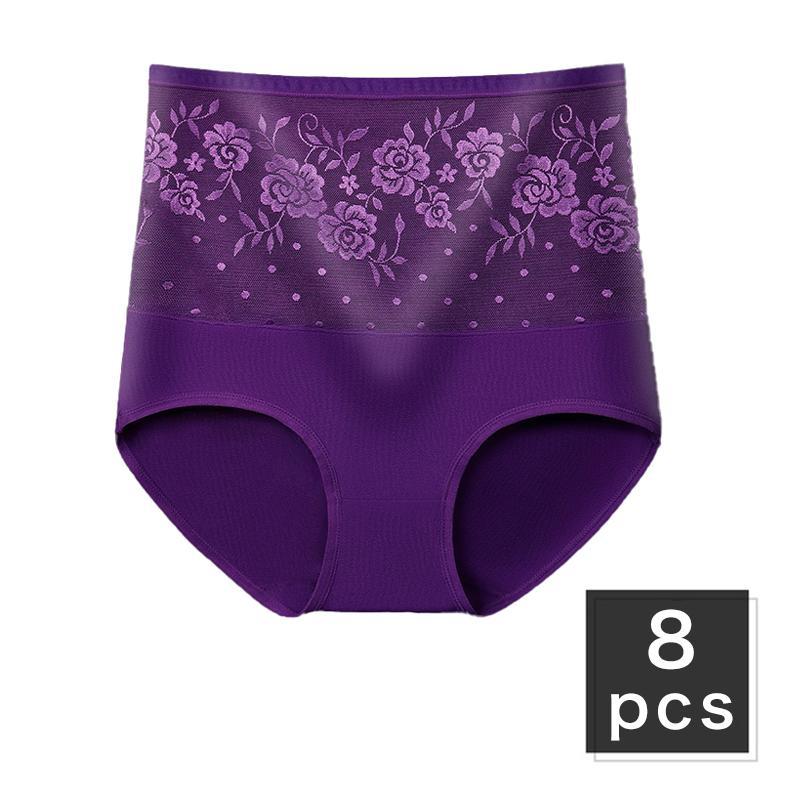 【8 PCS】Women's High Waist Flower Panties