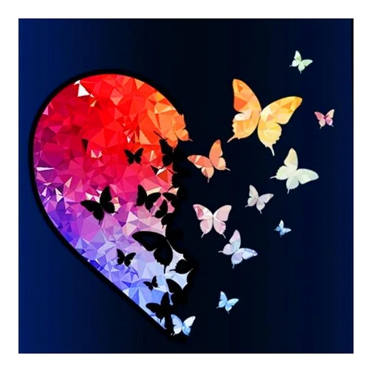 Butterfly Heart Full Drill Diamond Painting 30X30CM(Canvas) gbfke