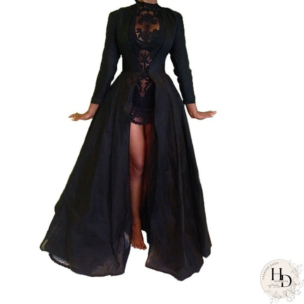 Halloween Costume Dress Gothic Lace High Waist Long Dress Gown Womens Fashion
