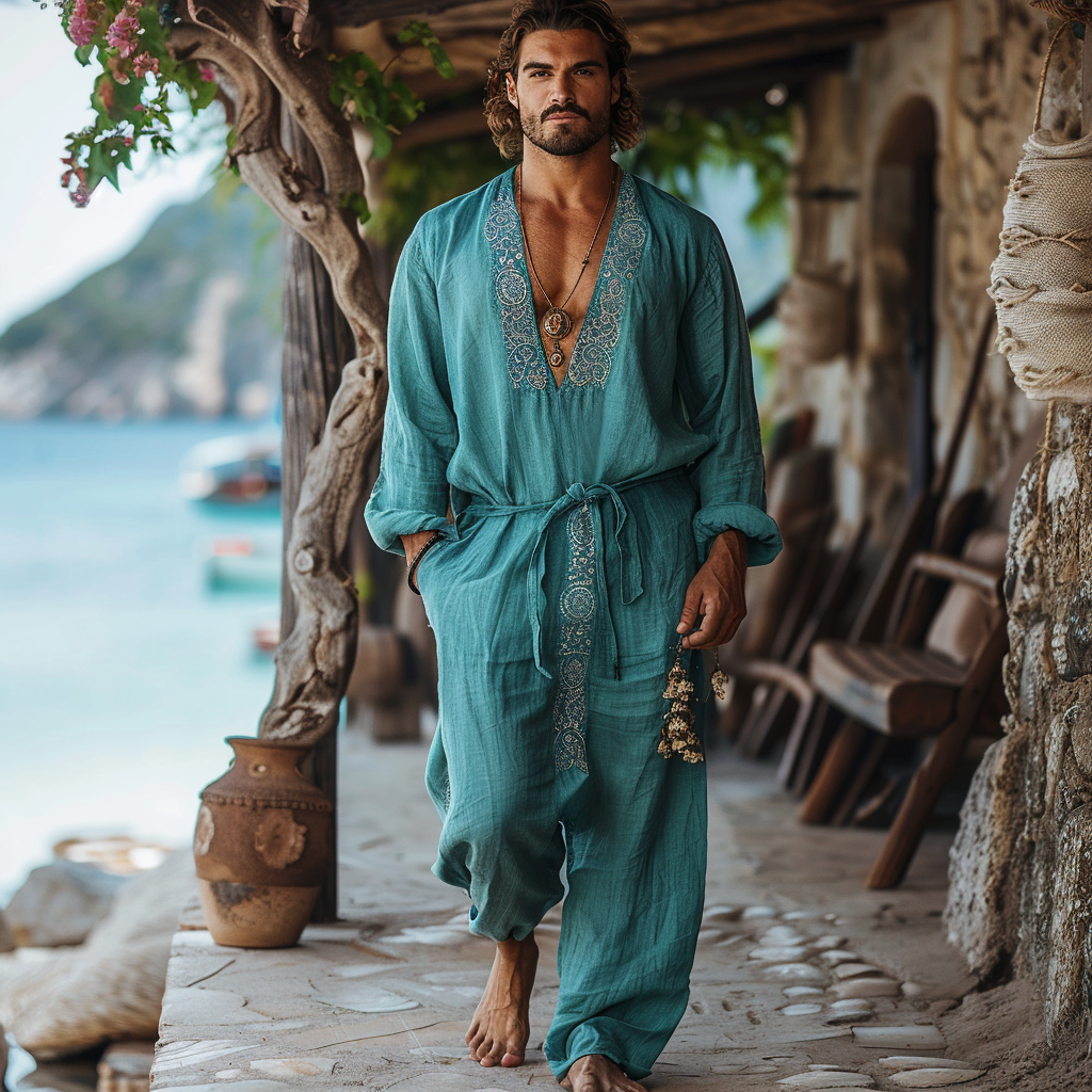 Men's Linen Jumpsuit-inspireuse