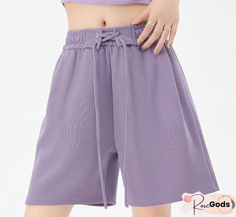 Women Cotton Linen Casual Summer Elastic Waist Comfy Shorts With Pocket