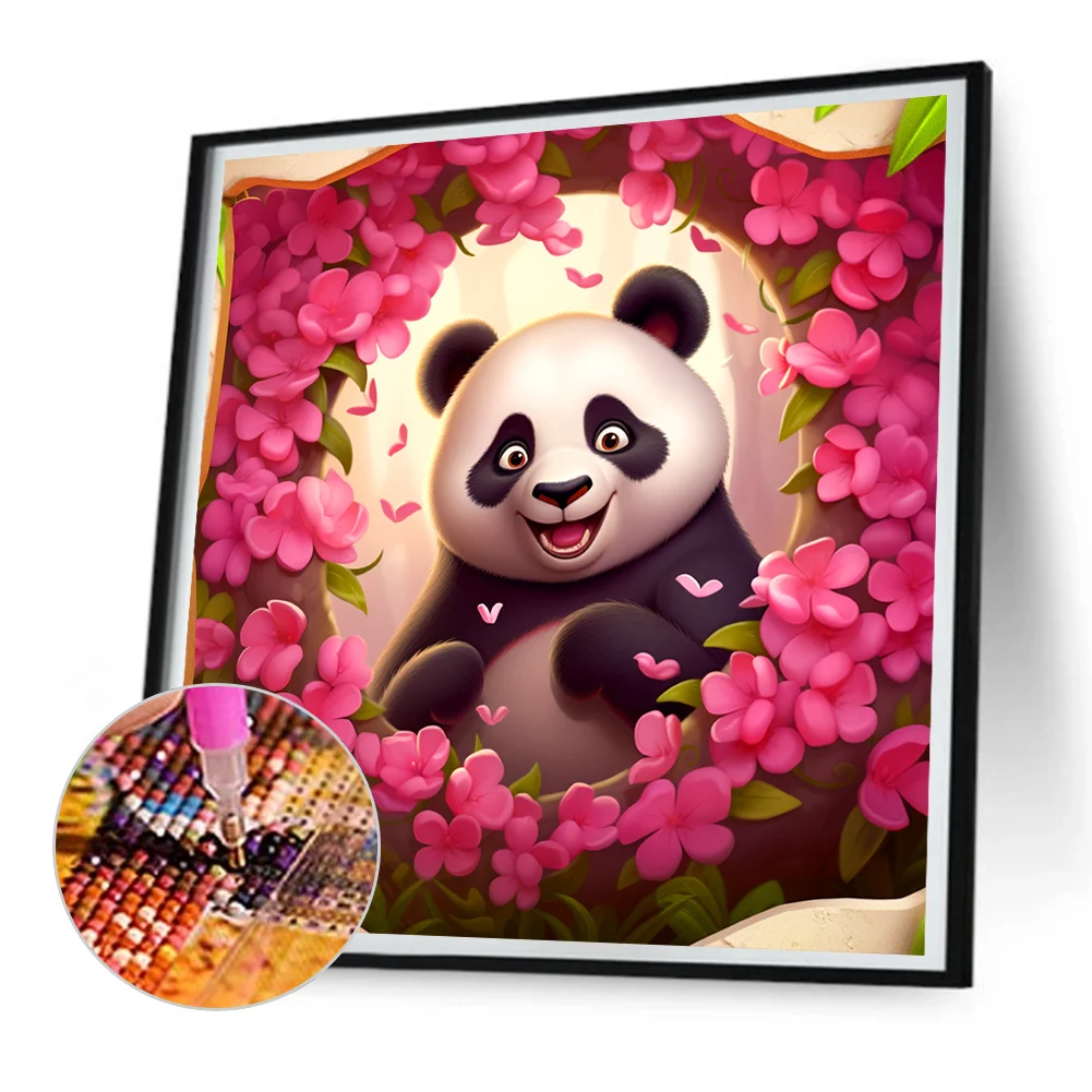 Full Round Diamond Painting 30*30cm - Picture Frame Animal Panda