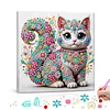 Niedliche Blumen-Mandala-Katze speziell geformte 5D-DIY-Teilbohrer-Diamanten-Punkte, Edelstein-Kunst-Kits mit Rahmen, Diamanten-Gem&auml;lde, Edelstein-Kun