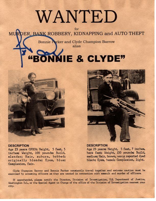 FAYE DUNAWAY signed autographed BONNIE & CLYDE Wanted Poster Photo Poster painting