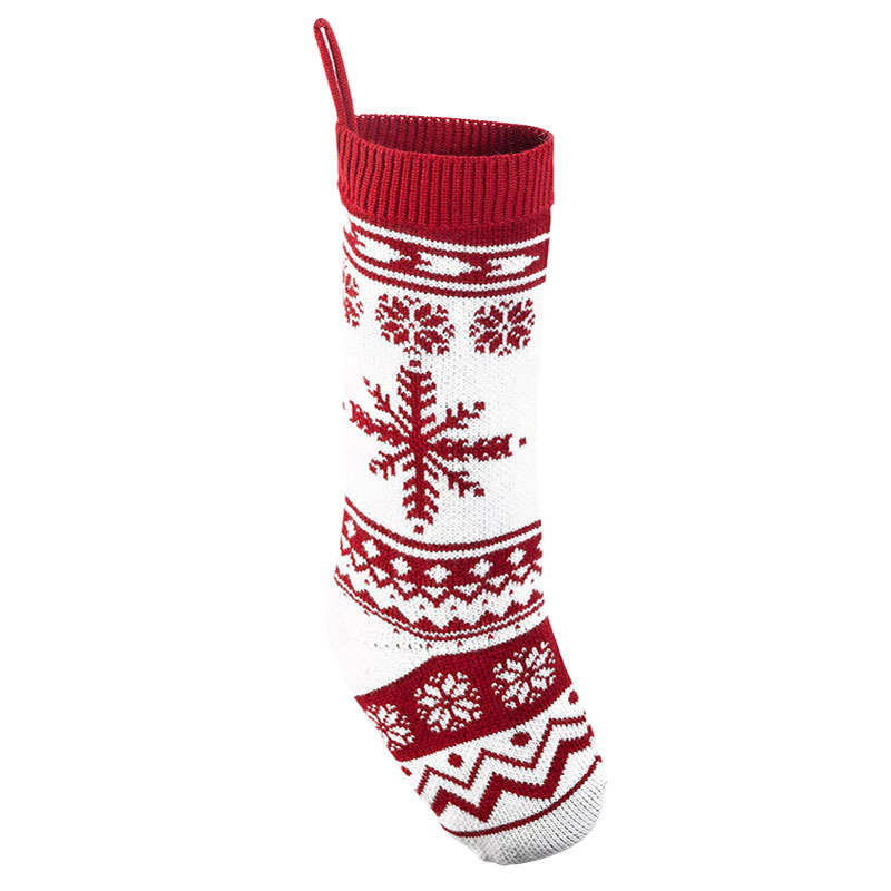 Christmas Tree Stockings: Knitted Socks Gift Decorations Red & White