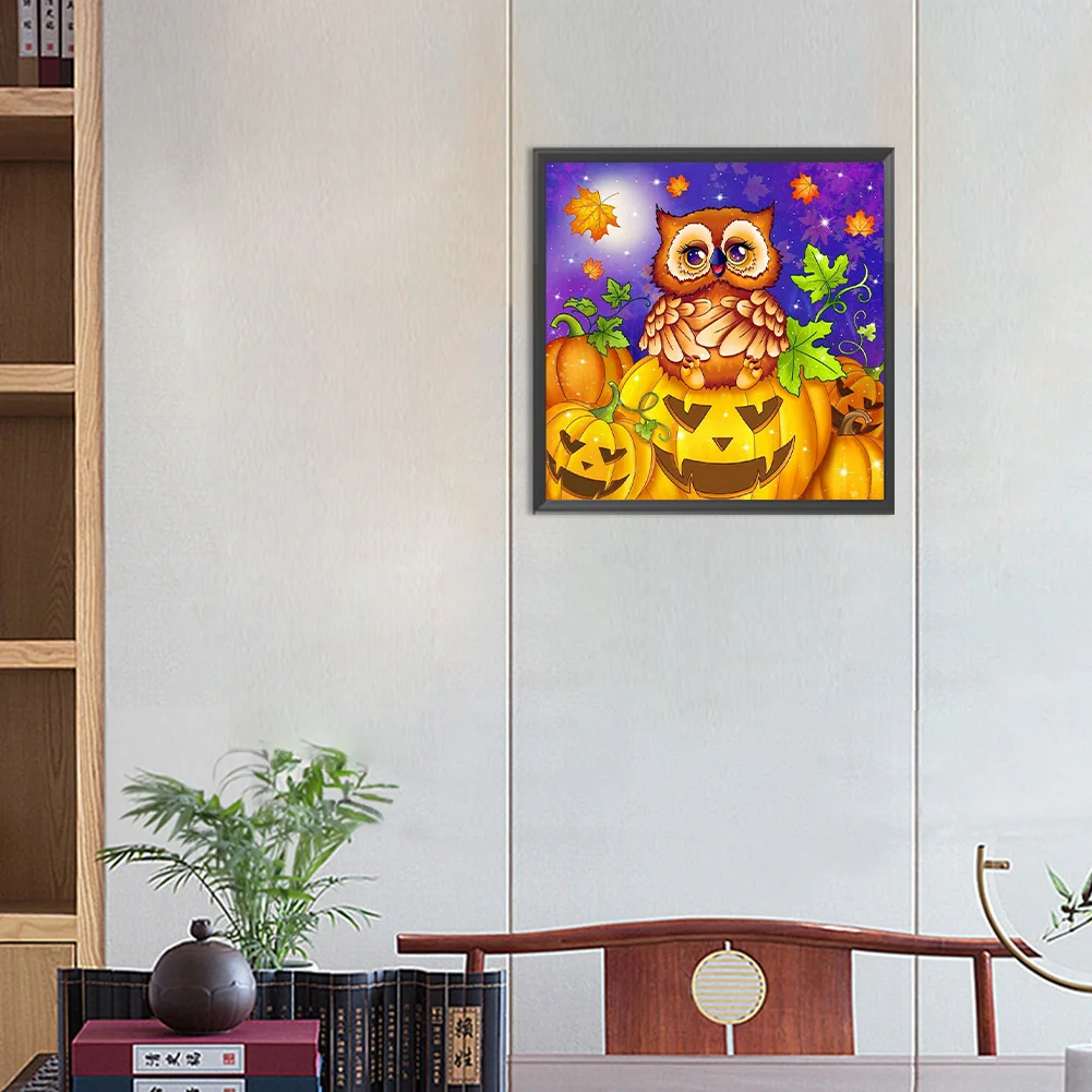 Diamond Painting - Full Round Drill - Owl Pumpkin(Canvas|30*30cm)