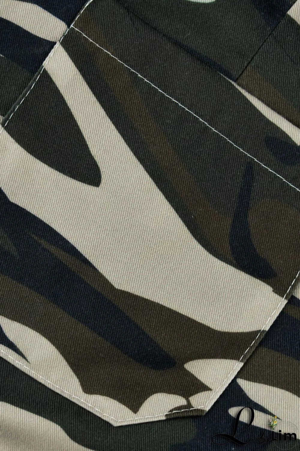 Camouflage Casual Print Split Joint High Waist Straight Full Print Bottoms