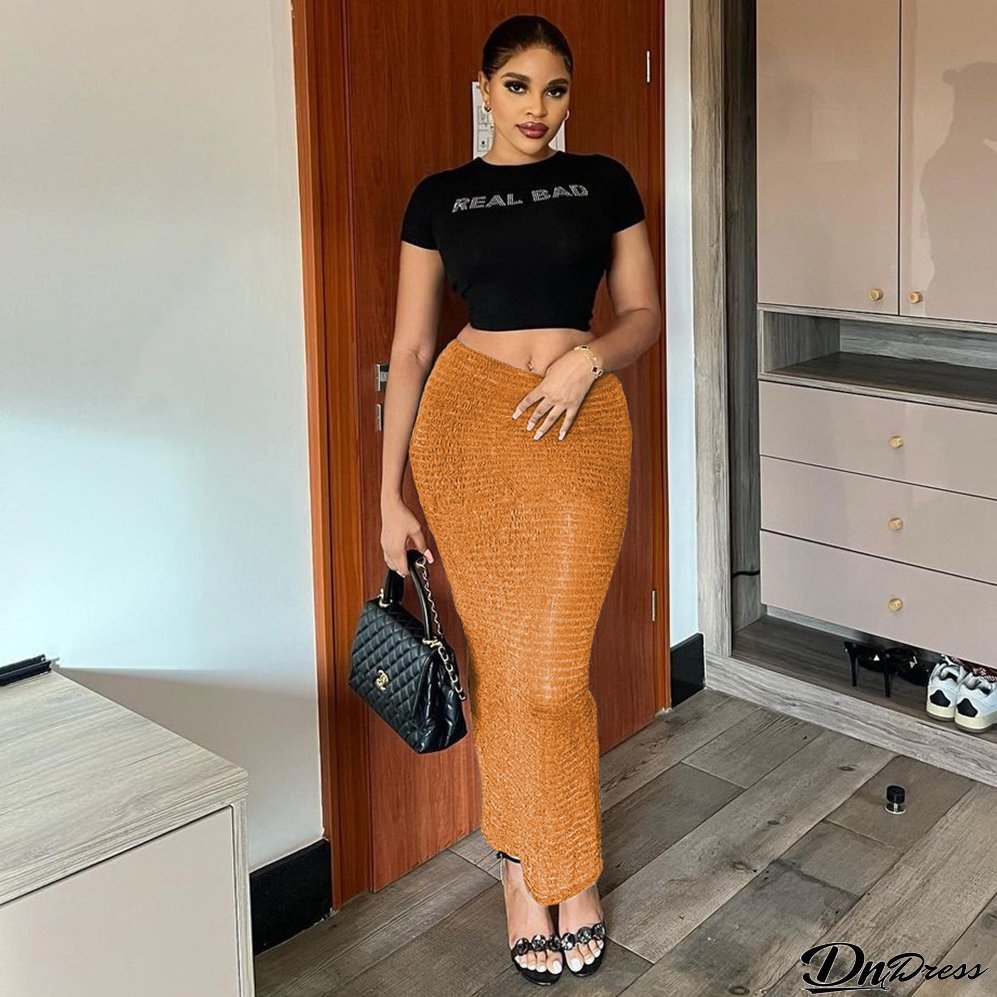 Autumn Mid-Waist Slim Long Skirt