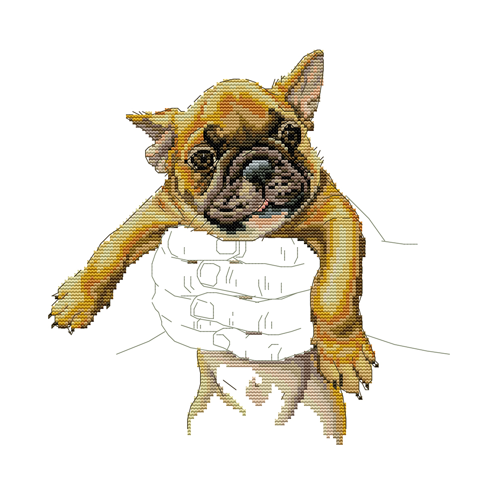 

Dog in Palm - 11CT Stamped Cross Stitch - 38*38CM, 501 Original