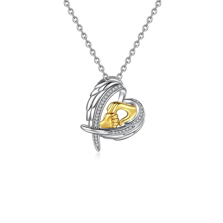 Mother Child Necklace Angel Wing Heart Pandent Gifts for Mother