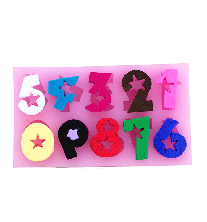 0-9 Number with Stars Fondant Birthday Cake Chocolate Silicone Mould