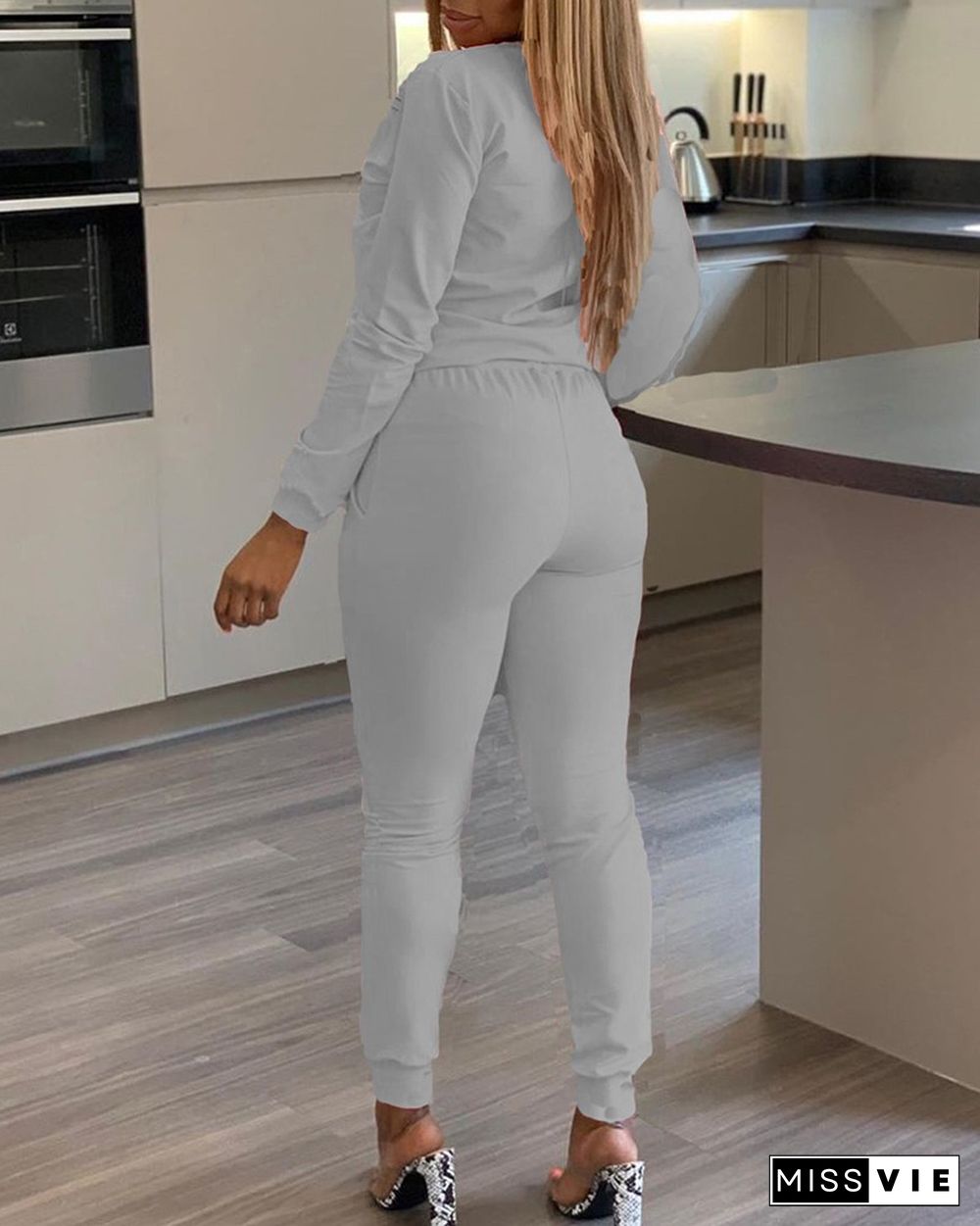 Mouth Pattern Ribbed Tracksuit