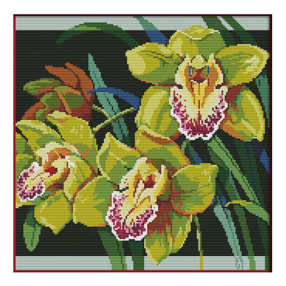 

Orchid - 14CT Stamped Cross Stitch - 38*38cm, 501 Original