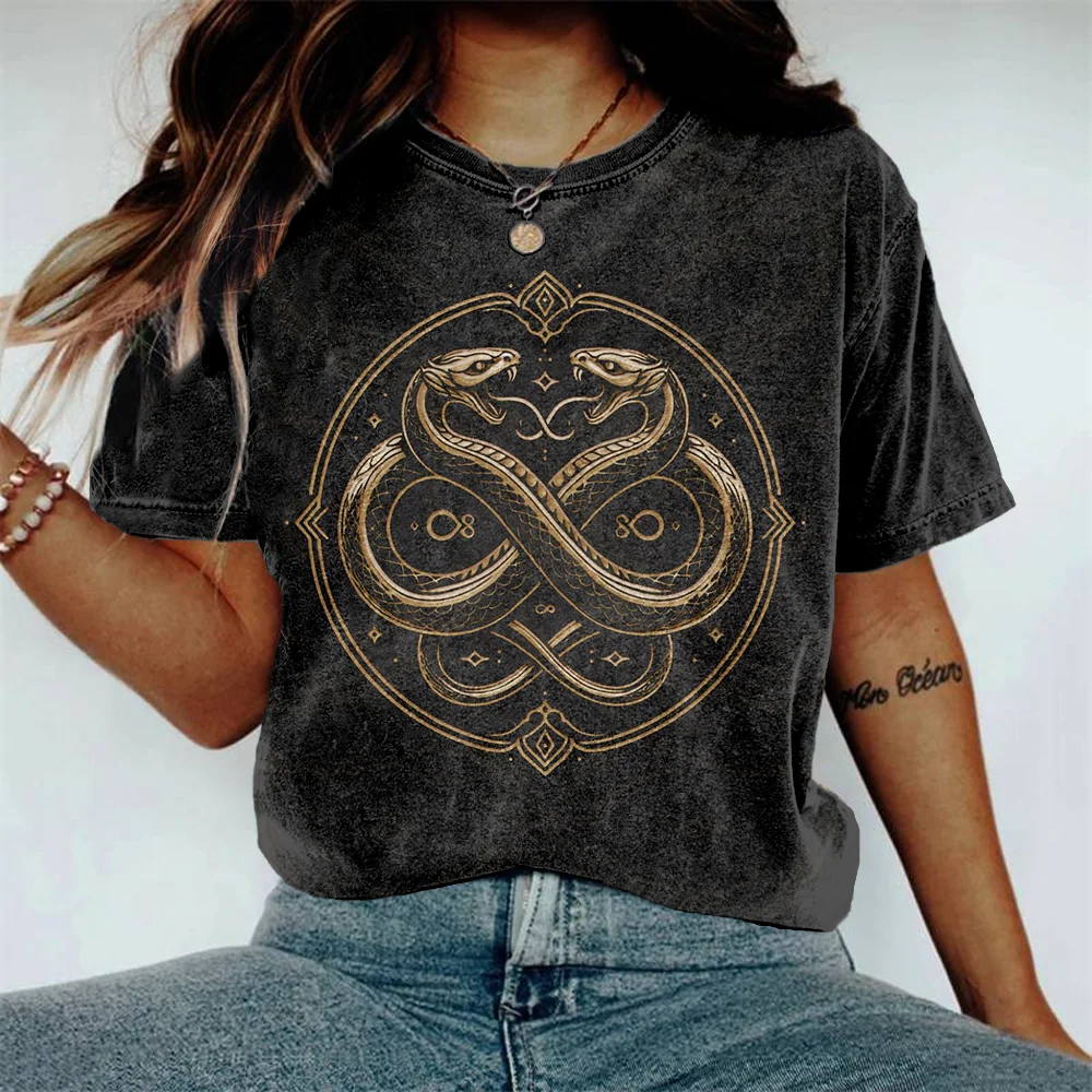 Ancient Egyptian Ouroboros Print Vintage T Shirt