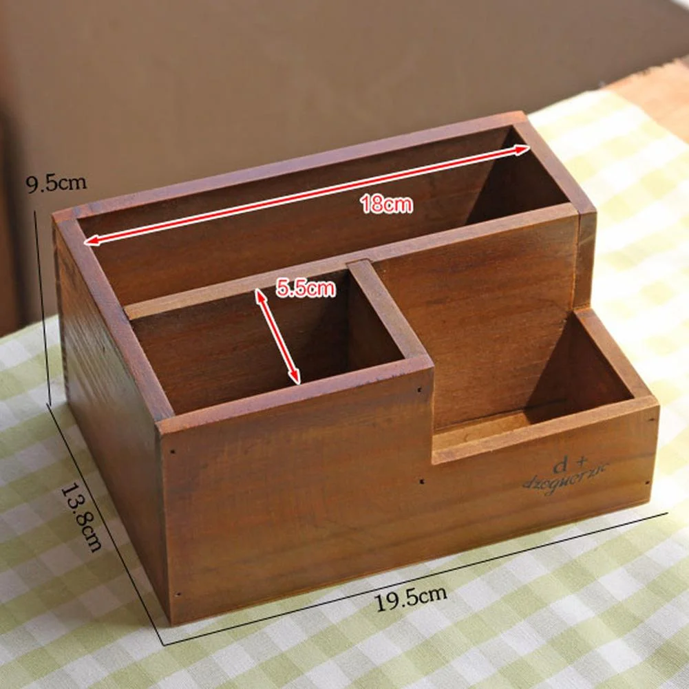 Wooden Flower Garden Succulent Plant Pot Retro Storage Box Office Decor (3