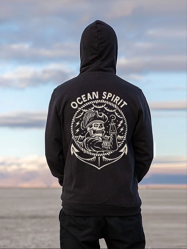 Ocean Spirit Skull Printed Men's Hoodie