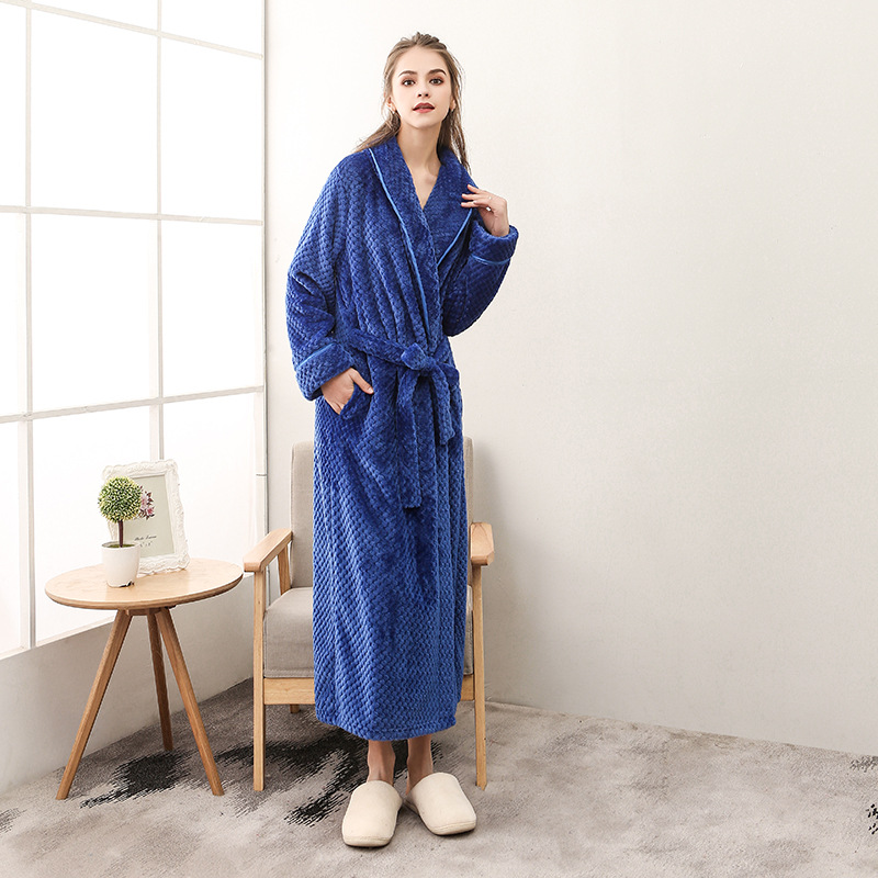 Drawato Lovers Winter Thick Warm Flannel Bathrobe Men Extra Long Kimono Bath Robe Women Soft As Silk Dressing Gown for Mens Night Robes