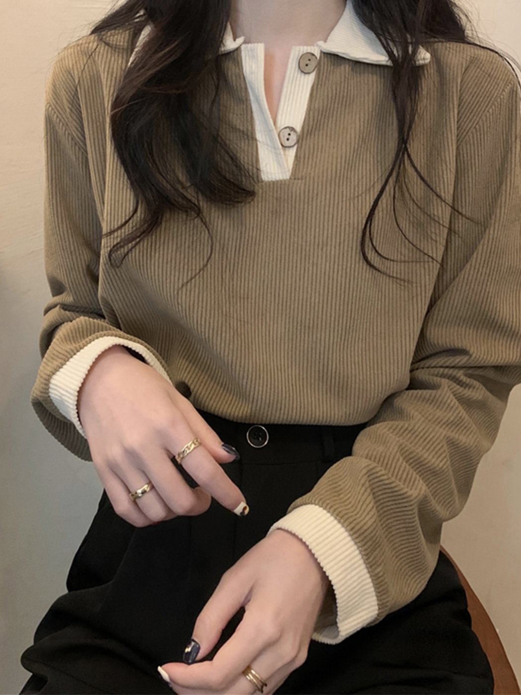 French Contrast Corduroy Polo Shirt