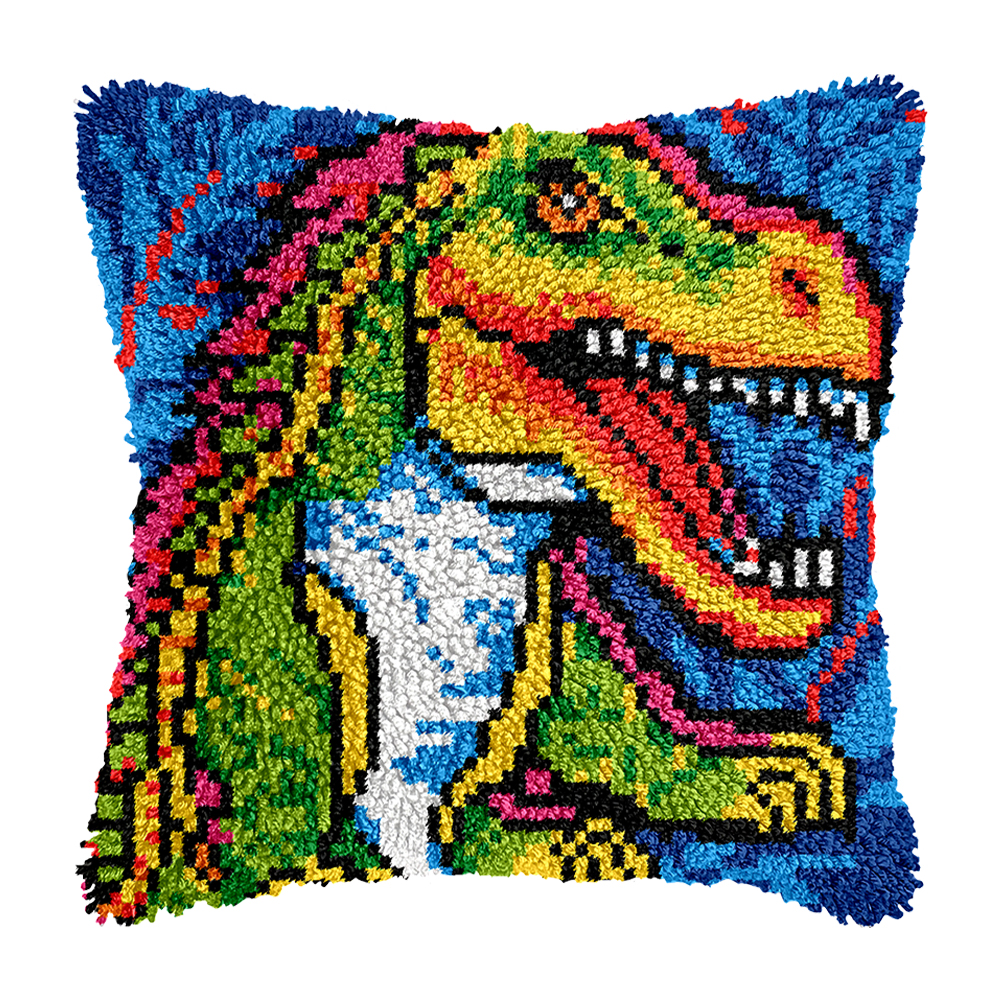43x43cm Cartoon Dragon Cross Stitch Pattern Latch Hook Pillowcase for Needlework