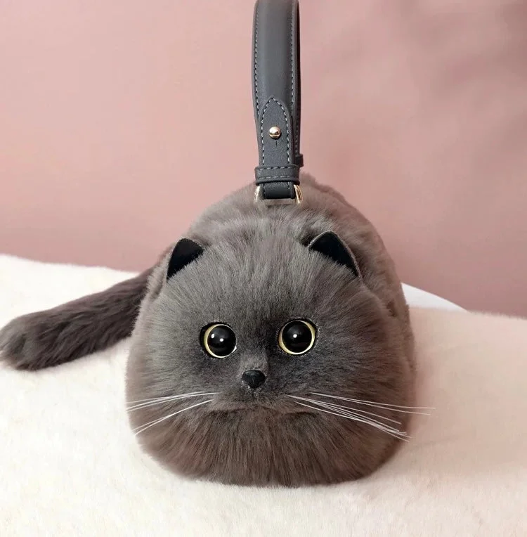 Fluffy British Blue Cat Bag Cat Purse