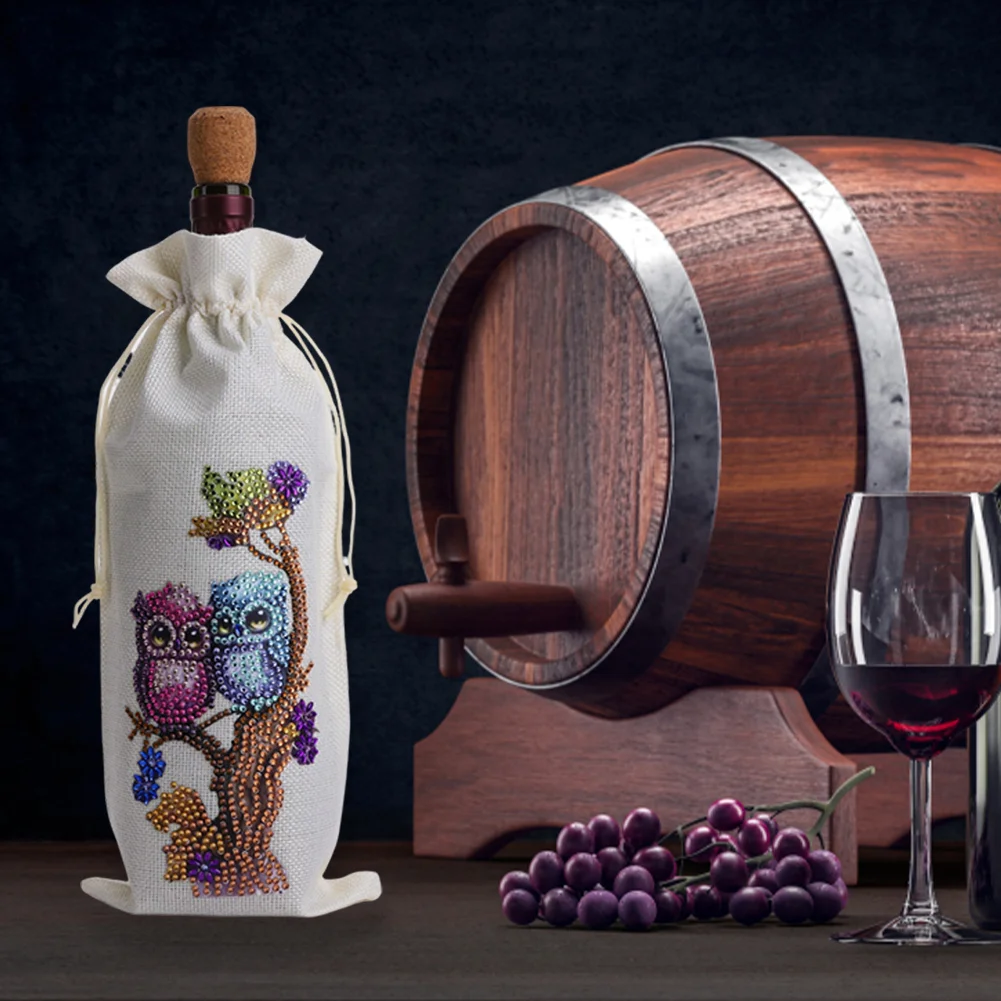 DIY Ow Diamond Painting Wine Bags Creative Diamond Art Liquor Bottle Covers