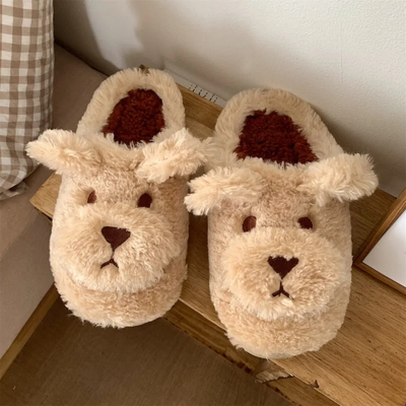 New Upgrade Cute Animal Slipper For Women Girls Fashion Kawaii Fluffy Winter Warm Slippers Woman Cartoon Bear House Slippers