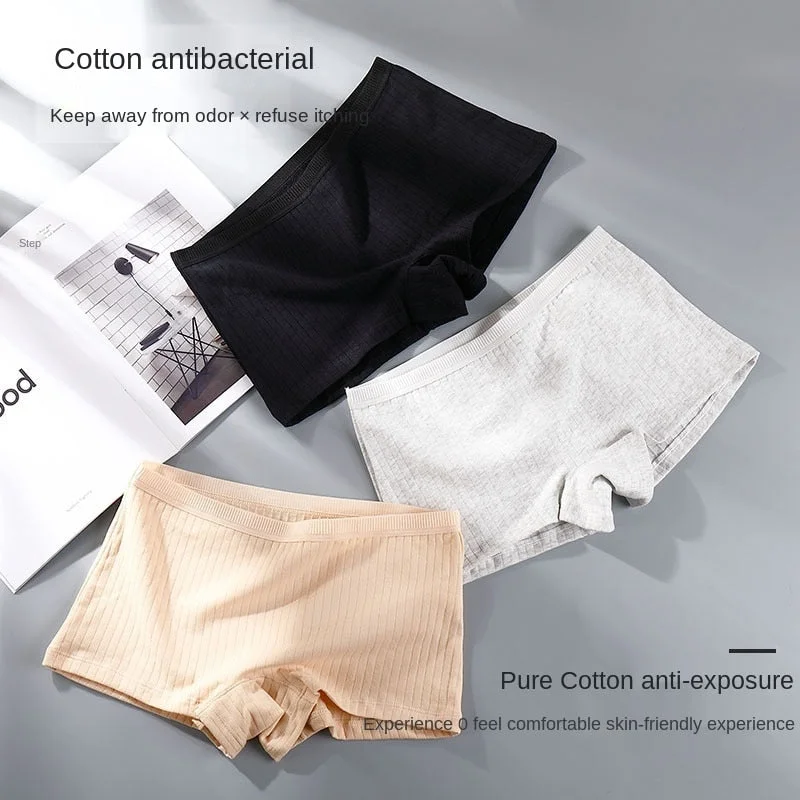Women's Cotton Underwear Panties Sexy Solid Boxers Fashion Comfort Girl Boxers Mid Waist Seamless Underpants Female Lingerie