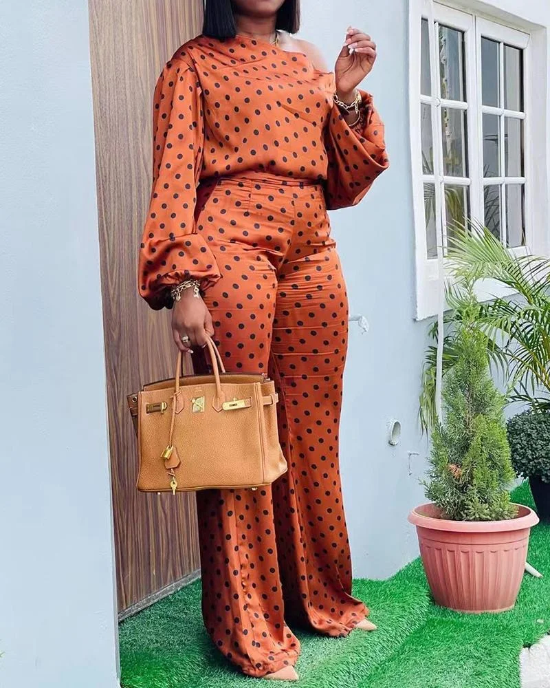 Casual and stylish polka dot suit