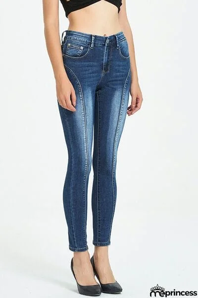 Side Stripe Cropped Skinny Jeans