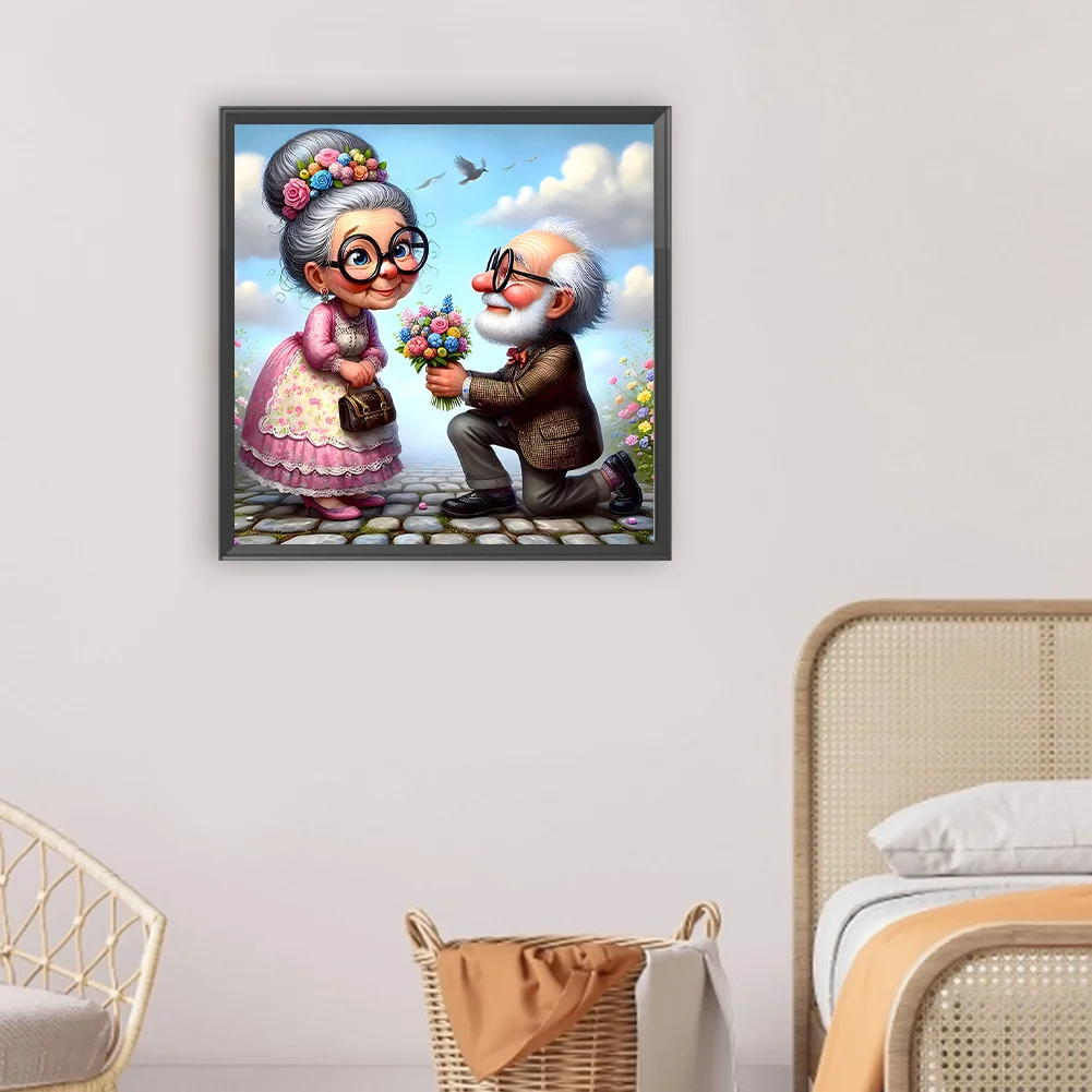 Diamond Painting - Full Round Drill - Old Couple(Canvas|30*30cm)