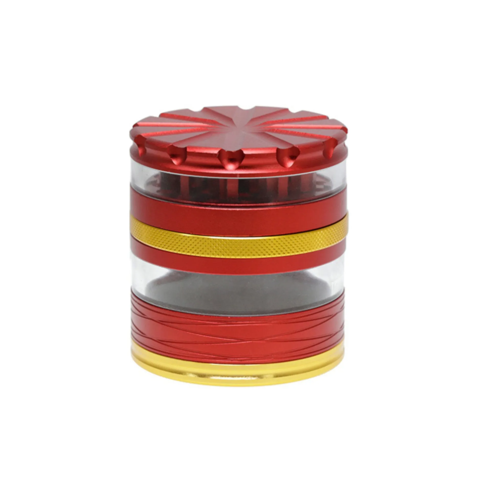 63MM 4 Part Top Cover With Pattern Aluminum Alloy Herb Grinder-Red